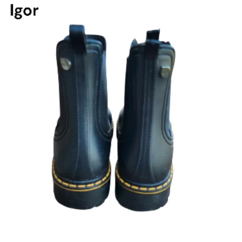 39 Igor Trak Mate Spain Black Chelsea Ankle Rain Boot Shoe Waterproof Women 8 - Picture 2 of 14